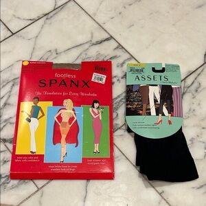 Spanx nude footless and Assets Black Footless Leggings two pair new never